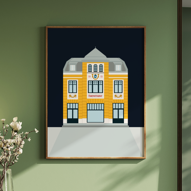 Unikt kunstverk av Verdensteatret i Tromsø designet av Santihoff. Ideell gave for interiør- og designentusiaster, jubileer, eller som bedriftsgave.